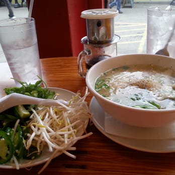 Pho Lang Thang - Chicken pho (small) and an iced coffee with condensed milk.  Everything was delicious! - Vietnamese Near Me - Cincinnati, Ohio