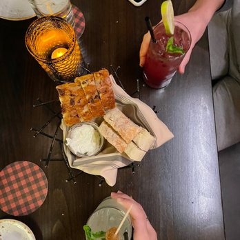 Timber Kitchen & Bar - Drinks, bread and butter before the food came - New American Near Me - Bangor, Maine Timber Kitchen & Bar - Drinks, bread and butter before the food came - New American Near Me - Bangor, Maine
