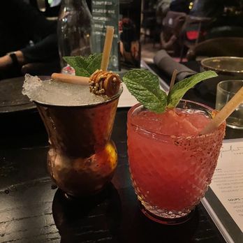 La Popular - Left is mule (which I totally recommend 1000%! Best drink on menu), right is watermelon hibiscus. - Mexican Near Me - Porter Ranch, California La Popular - Left is mule (which I totally recommend 1000%! Best drink on menu), right is watermelon hibiscus. - Mexican Near Me - Porter Ranch, California