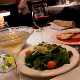 Kale pear salad  and the eggplant parmigiana appetizer both delicious and the Limoncello Lemon Drop Martini was perfect