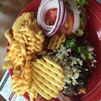 Barnaby's Cafe - Blue cheese/bacon burger w/waffle fries - American Near Me - Houston, Texas