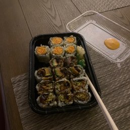 Eel Avocado Roll, Eel Cucucmber Roll, and Spicy Kani Roll Eel Avocado Roll, Eel Cucucmber Roll, and Spicy Kani Roll