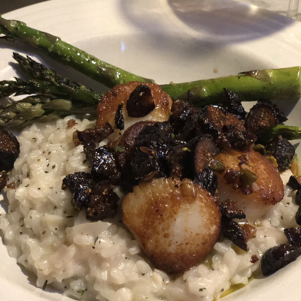 Mizuna - Scallops with risotto - New American Near Me - Spokane, Washington