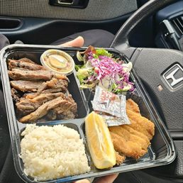 Beef teriyaki amd chicken katsu bento box Beef teriyaki amd chicken katsu bento box