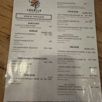 Louella Wine Beer and Beverages - Menu 1/2025 - Wine Bars Near Me - Durham, North Carolina Louella Wine Beer and Beverages - Menu 1/2025 - Wine Bars Near Me - Durham, North Carolina
