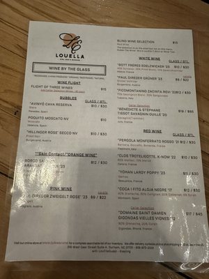 Menu photo 1 Louella Wine Beer and Beverages Durham, NC Menu photo 1 Louella Wine Beer and Beverages Durham, NC