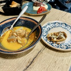Casa Urola - Left: artichoke with pumpkin; right: mushroom and cheese tart