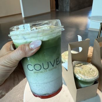 Couve Specialty Coffee - Got 2 of the strawberry matcha $12, the foster banana matcha $9 and couve matcha $9. - Coffee Roasteries Near Me - Las Vegas, Nevada Couve Specialty Coffee - Got 2 of the strawberry matcha $12, the foster banana matcha $9 and couve matcha $9. - Coffee Roasteries Near Me - Las Vegas, Nevada