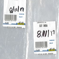 Kevin Guidry Original Produce Market - These are the bags the frozen okra came in.