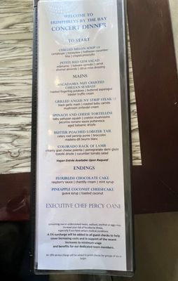 Menu photo 1 Humphreys Restaurant San Diego, CA