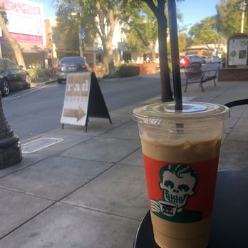 Rad Coffee - Upland - Outside with a oat milk latte - Coffee & Tea Near Me - Upland, California
