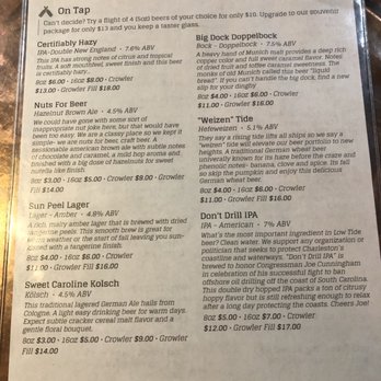 Low Tide Brewing - Beer Menu, side 1 - Breweries Near Me - Johns Island, South Carolina Low Tide Brewing - Beer Menu, side 1 - Breweries Near Me - Johns Island, South Carolina