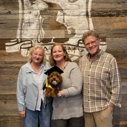 Schatzi's graduation day with my parents and me. Such a nice touch! Schatzi's graduation day with my parents and me. Such a nice touch!