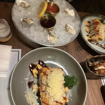 Crazy Rock'N Sushi - Oysters and VOLCANO ROLL (BAKED) - Sushi Bars Near Me - Glendale, California Crazy Rock'N Sushi - Oysters and VOLCANO ROLL (BAKED) - Sushi Bars Near Me - Glendale, California