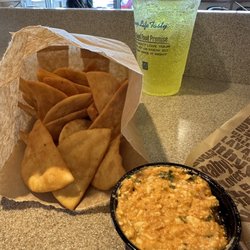 Dino's Mediterranean Fresh - Pita chips with the spicy feta dip! This is addictive!