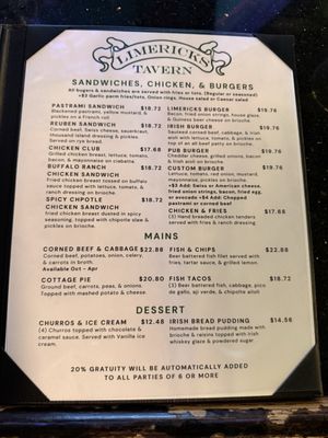 Menu photo 2 Limericks Tavern Upland, CA