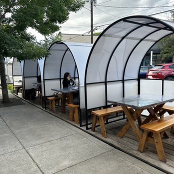 Yalla - Sidewalk seating pods - Mediterranean Near Me - Portland, Oregon