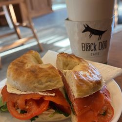 Black Dog Cafe - Delicious Caramel hot chocolate paired with an equally delicious smoked salmon sandwich! Yum!