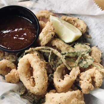 The Half Shell - Fried Calamari | rings only, fried cilantro, lime, wasabi-orange marmalade - Seafood Near Me - Saint Simons Island, Georgia The Half Shell - Fried Calamari | rings only, fried cilantro, lime, wasabi-orange marmalade - Seafood Near Me - Saint Simons Island, Georgia