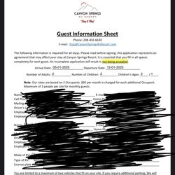 Canyon Springs Rv Resort - If you're not allowed to have more then one child. Why does the application have two spots for ages. Just seems real fishy.
