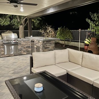 Install It Direct - Backyard patio following Install-it-Direct renovations, grill area. - Landscaping Near Me - Encinitas, California