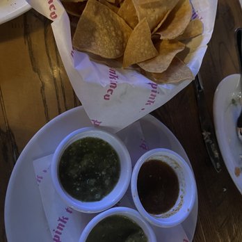 Pink Taco - Chips a & Salsa Trio - Mexican Near Me - Boston, Massachusetts Pink Taco - Chips a & Salsa Trio - Mexican Near Me - Boston, Massachusetts