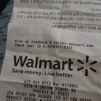 Walmart Supercenter - a receipt for a walmart - Grocery Near Me - Phoenix, Arizona Walmart Supercenter - a receipt for a walmart - Grocery Near Me - Phoenix, Arizona
