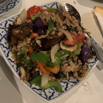 President Thai - Eggplant Spicy Basil with Ground Chicken - Thai Near Me - Pasadena, California President Thai - Eggplant Spicy Basil with Ground Chicken - Thai Near Me - Pasadena, California