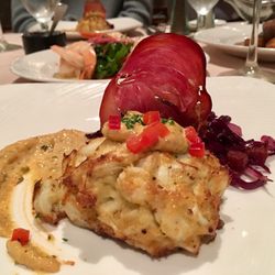 Guyan Golf & Country Club - Petite crab cakes. Braised red cabbage, grilled prosciutto, sundried tomato remoulade.
