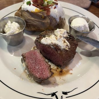 Saltgrass Steak House - Sirloin Steak, medium rare, loaded baked potato. - Steakhouses Near Me - Mckinney, Texas Saltgrass Steak House - Sirloin Steak, medium rare, loaded baked potato. - Steakhouses Near Me - Mckinney, Texas