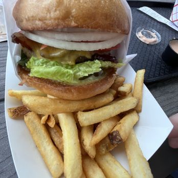 Custard King - Bacon Cheeseburger with fries. - Ice Cream & Frozen Yogurt Near Me - Astoria, Oregon Custard King - Bacon Cheeseburger with fries. - Ice Cream & Frozen Yogurt Near Me - Astoria, Oregon