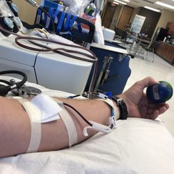 Oklahoma Blood Institute - Donating platelets and plasma - notice that I have them hide the needle (I hate needles, but still donate!)