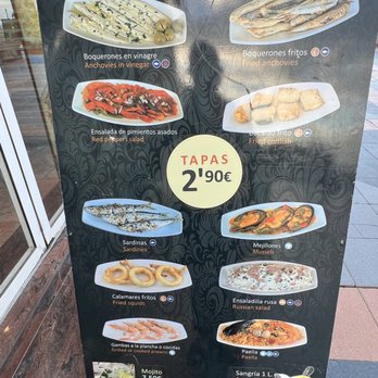 Las Rias - Tapas bill board outside Las Rias - Restaurants Near Me - Torremolinos, Massachusetts