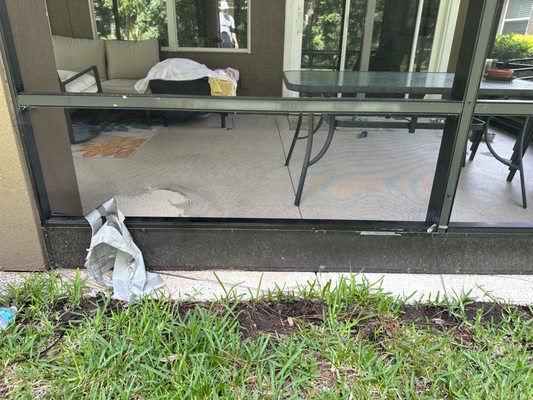 Ripped screen in Bartram Springs, Jacksonville, FL. - Customer reached out to us with a ripped screen caused by their animal. The duct tape was unsightly and we were up for the job. That week we were out there and got everything taken care of and customer was very happy with the speed, price and results of the job. Ripped screen in Bartram Springs, Jacksonville, FL. - Customer reached out to us with a ripped screen caused by their animal. The duct tape was unsightly and we were up for the job. That week we were out there and got everything taken care of and customer was very happy with the speed, price and results of the job.