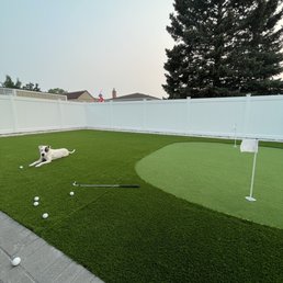 Turf backyard with putting green