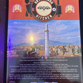 Kathmandu Kitchen & Bar - Front if the menu. - Indian Near Me - Louisville, Kentucky Kathmandu Kitchen & Bar - Front if the menu. - Indian Near Me - Louisville, Kentucky