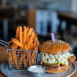 Aslan Brewing Company - Katsu Sandwich with sweet potato fries