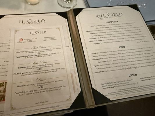 Menu photo 3 Il Cielo Beverly Hills, CA