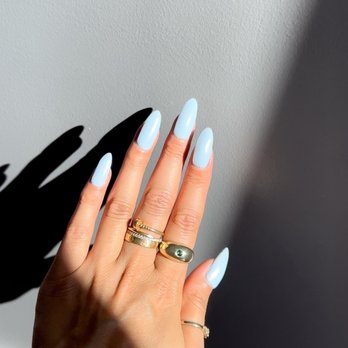 Nails L'amour - Gel nails chrome baby blue - Nail Salons Near Me - Milpitas, California