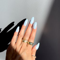 Gel nails chrome baby blue