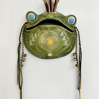 Nanny Goat Gallery - Mixed media mask by Kristen Egan - "the pond prince" - Art Galleries Near Me - Petaluma, California Nanny Goat Gallery - Mixed media mask by Kristen Egan - "the pond prince" - Art Galleries Near Me - Petaluma, California