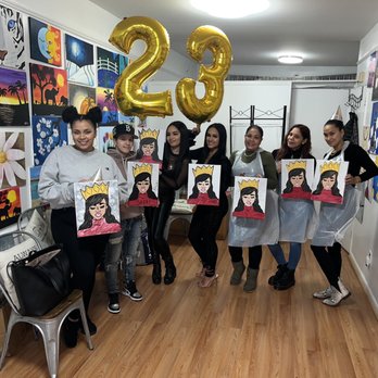 FinerStudio - Girls Paint N Sip bday celebration - Paint & Sip Near Me - Bronx, New York