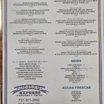 Lucita's Express - Back menu - Tacos Near Me - Virginia Beach, Virginia