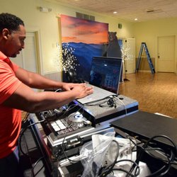 Best Memories DJ Service - Elliott getting set up and handling a wifi hiccup on our end without ever letting me or the bride stress