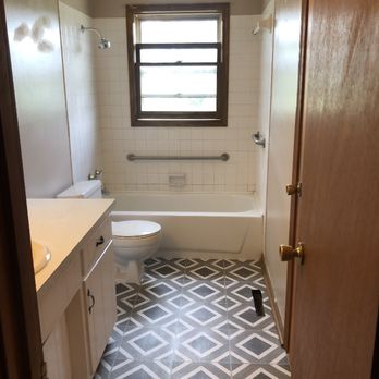 Virginia Steiger - New peel n stick tile, painted cabinets white, polyurethane wood window. - Real Estate Agents Near Me Virginia Steiger - New peel n stick tile, painted cabinets white, polyurethane wood window. - Real Estate Agents Near Me