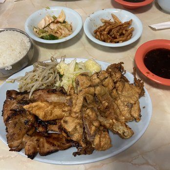 Kim Chee II Restaurant - The Lunch Special: BBQ Chicken, Meat Jun & Man Doo $13.90 - Korean Near Me - Honolulu, Hawaii