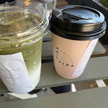 Fika Fika Coffee - Matcha milk (regular size), hot latte (small size) - Coffee & Tea Near Me - Temple City, California