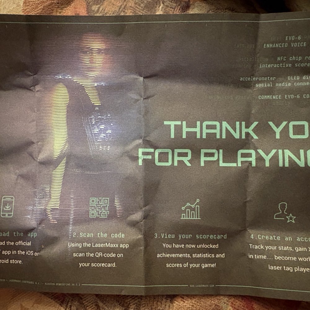 LaserMaxx San Carlos - End of game they give you your score card - Laser Tag Near Me - San Carlos, California LaserMaxx San Carlos - End of game they give you your score card - Laser Tag Near Me - San Carlos, California