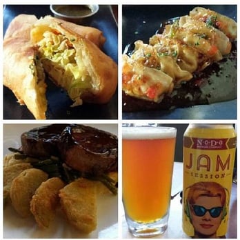 Lotus Bar & Eatery - From May 24, 2014. Top left - Spring rolls. Top right - Potstickers. Bottom left - BBQ Pork . Bottom right - Beer, duh. - New American Near Me - Gastonia, North Carolina Lotus Bar & Eatery - From May 24, 2014. Top left - Spring rolls. Top right - Potstickers. Bottom left - BBQ Pork . Bottom right - Beer, duh. - New American Near Me - Gastonia, North Carolina