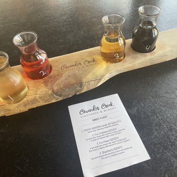 Cavender Creek Vineyards - Sweet wine flight - Wineries Near Me - Dahlonega, Georgia Cavender Creek Vineyards - Sweet wine flight - Wineries Near Me - Dahlonega, Georgia
